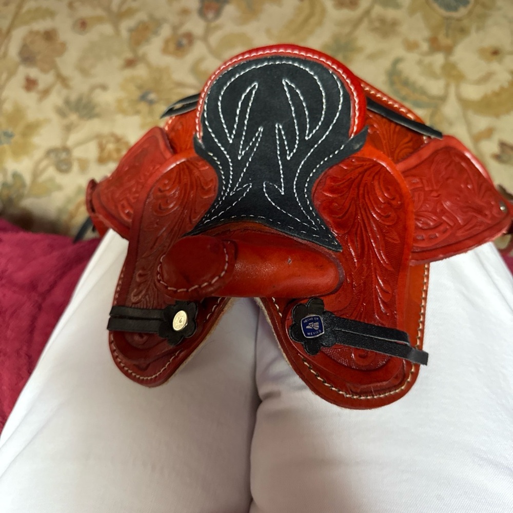 Red Tooled Leather Saddle